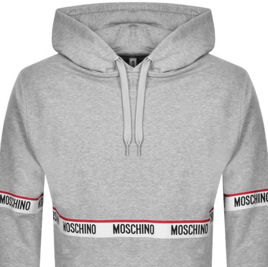 Alternative Image for ProductMoschino Logo Tape Hoodie Grey2